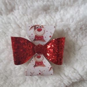 Rudolf chunky glitter hair bow